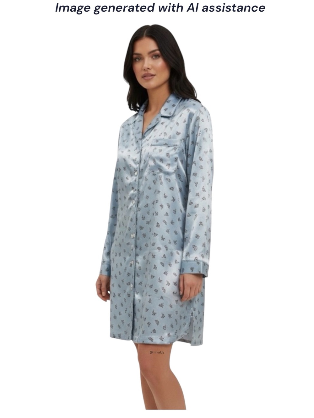 Morgan Taylor 2X blue floral button up sleep shirt